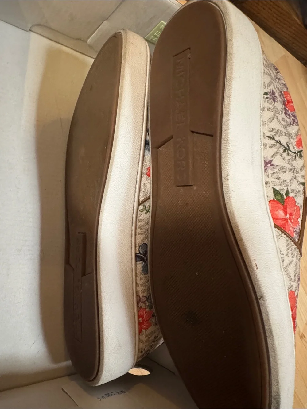 Michael Kors Kids Floral Slip-On Sneakers in Beige, Coral, Blue, and Purple